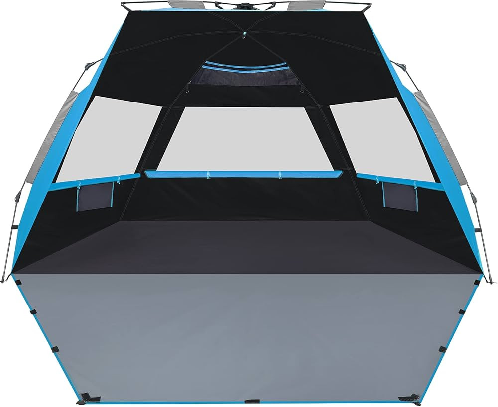 Beach Tent, Deluxe XL Pop-up Beach Tent for 4-6 Person, UPF 50+ with Dark Shelter Technology, Eas... | Amazon (US)