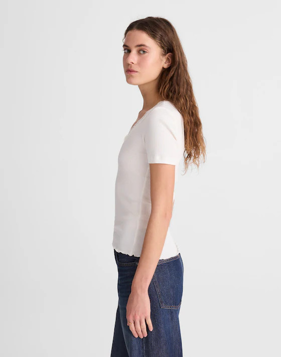 Lace-Trim V-Neck Top | Madewell