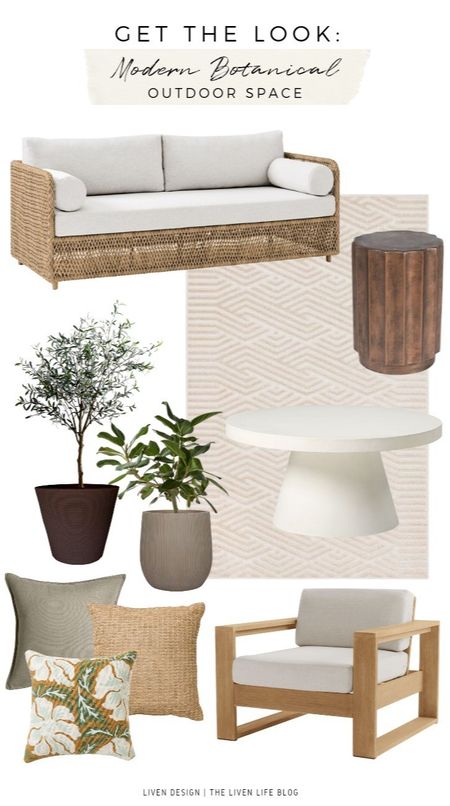 Outdoor patio. Outdoor patio furniture. Wicker patio sofa. Wood club lounge patio chairs with cushions. Outdoor pillows. Outdoor side accent table. Outdoor coffee table. Modern patio. Outdoor planters. Fluted planter. Flower pot. Outdoor neutral geometric rug. 

#LTKHome #LTKSeasonal #LTKStyleTip