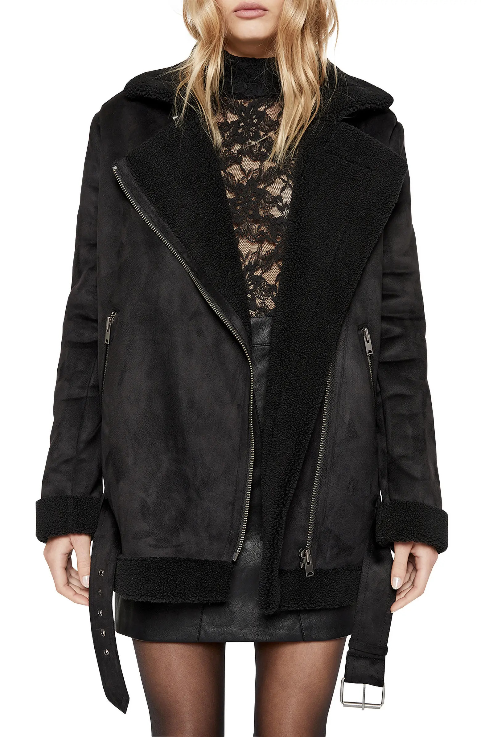 Bardot Suedette Faux Shearling Jacket | Nordstrom | Nordstrom