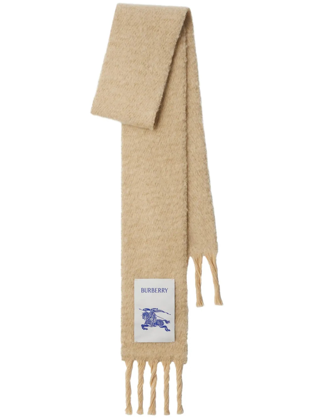 Burberry Equestrian Knight-appliqué Fringed Scarf - Farfetch | Farfetch Global
