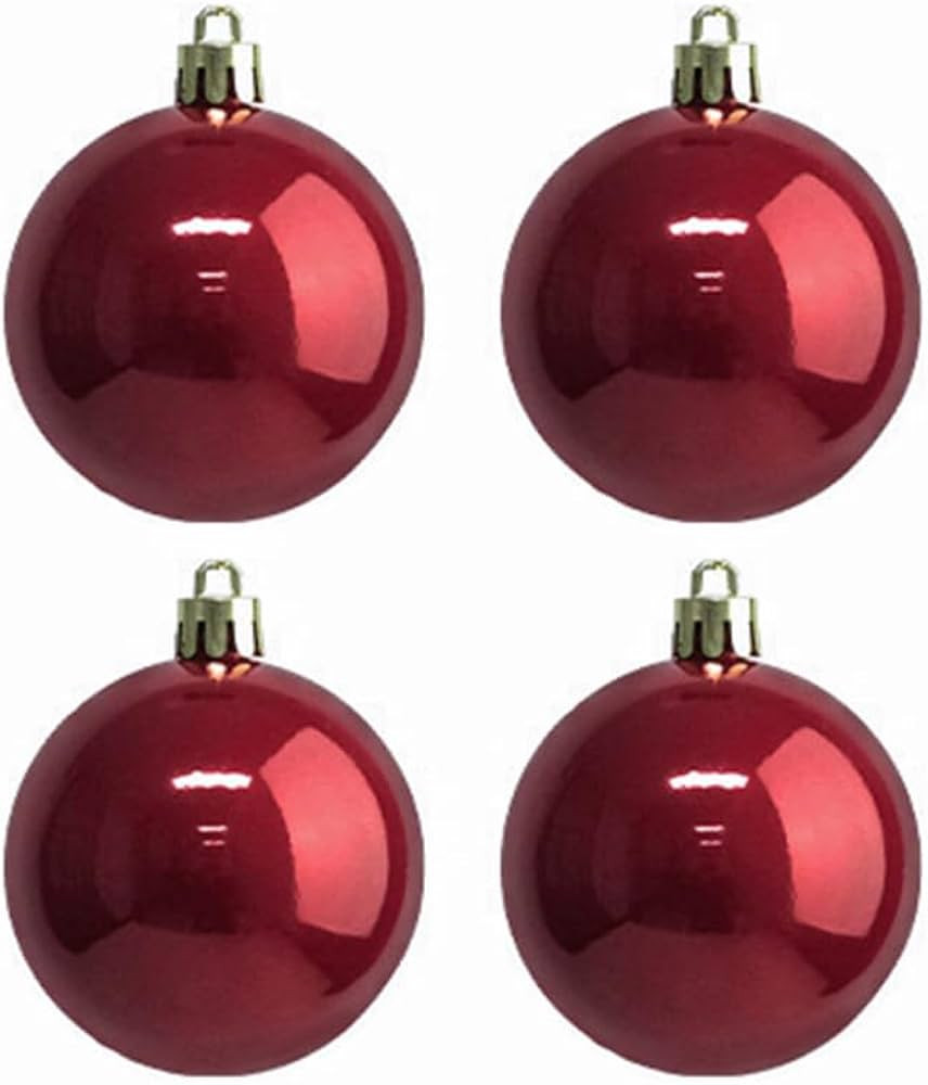 YYCRAFT 4ct Jumbo Burgundy Shiny Christmas Ball Ornaments 4 Inch for Xmas Tree Christmas Decorati... | Amazon (US)