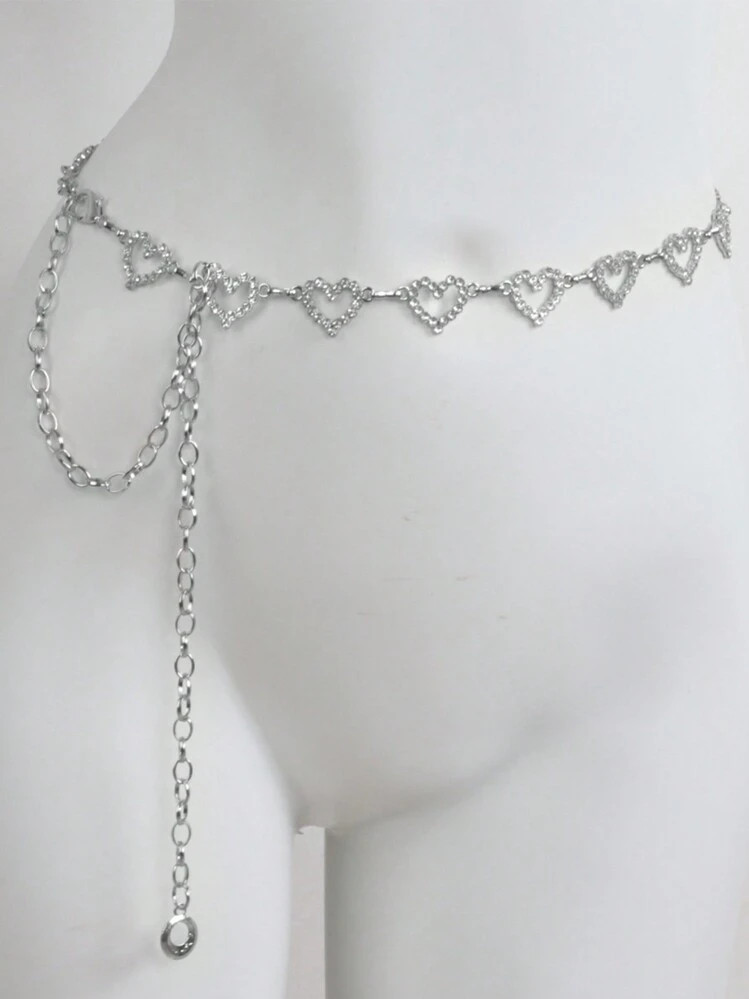 1pc Fashionable Simple Heart Shaped Rhinestone Decorated Alloy Waist Chain For Women Dress | SHEIN