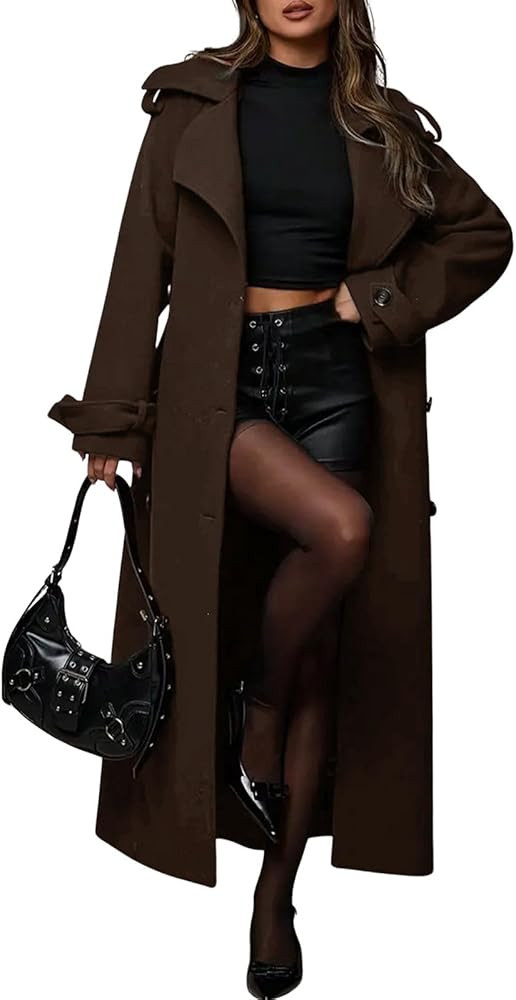 CHOUYATOU Women's Winter Double Breasted Midi Long Wool Coat Business Casual Notch Lapel Winter T... | Amazon (US)