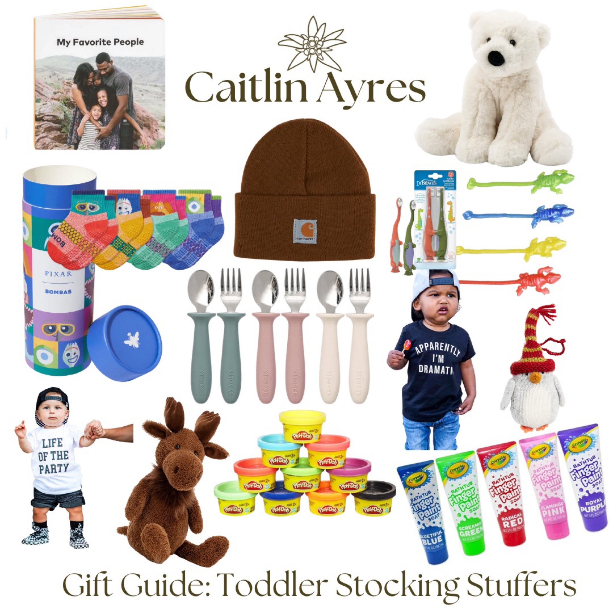 For toddler stocking stuffers, I like a good mix of practical and play. Consumables are always a plus as well! I also love including a little keepsake ornament for the year - a tradition I’m carrying on from my family when I was growing up. Cute graphic tees are from Lennox James, board book is from Artifact Uprising. 

#LTKHoliday #LTKGiftGuide #LTKkids