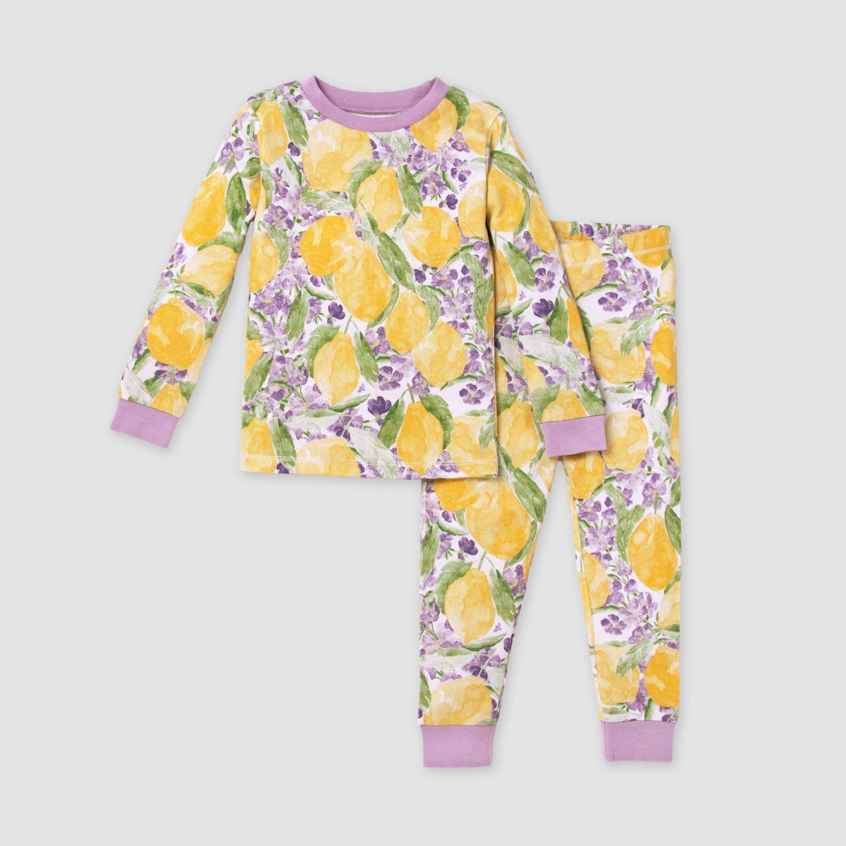 Burt's Bees Baby® Kids' 2pc Organic Cotton Pajama Set - Yellow/Purple 10 | Target