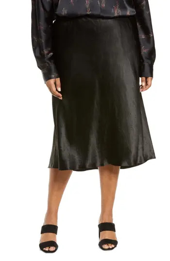 Vince Satin Slip Skirt in Black at Nordstrom Rack, Size 2X | Nordstrom Rack