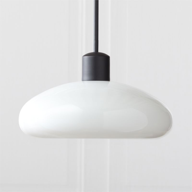 Iona Matte Black and Opaline Glass Pendant Light | CB2 | CB2