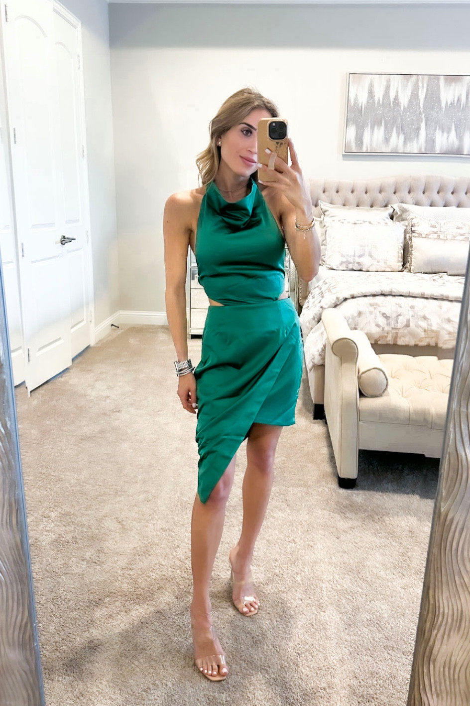 navy blue dress for baby girl Camo Satin Cocktail Dress - Seafoam - FINAL SALE main image 1