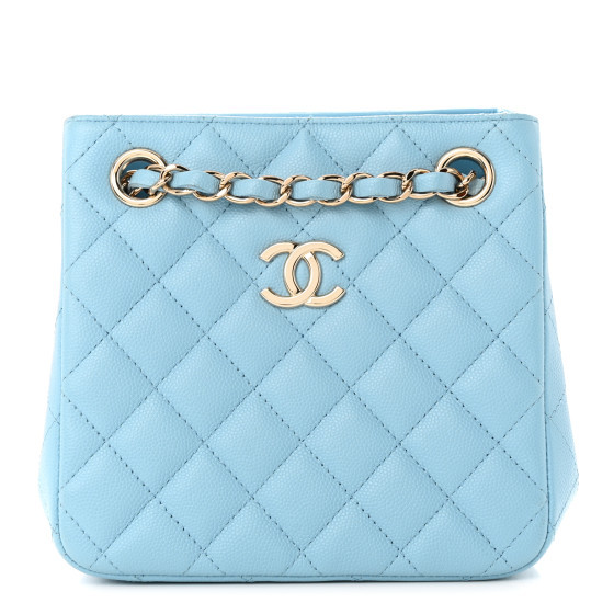 Caviar Quilted Mini Bucket Bag Blue | FASHIONPHILE (US)