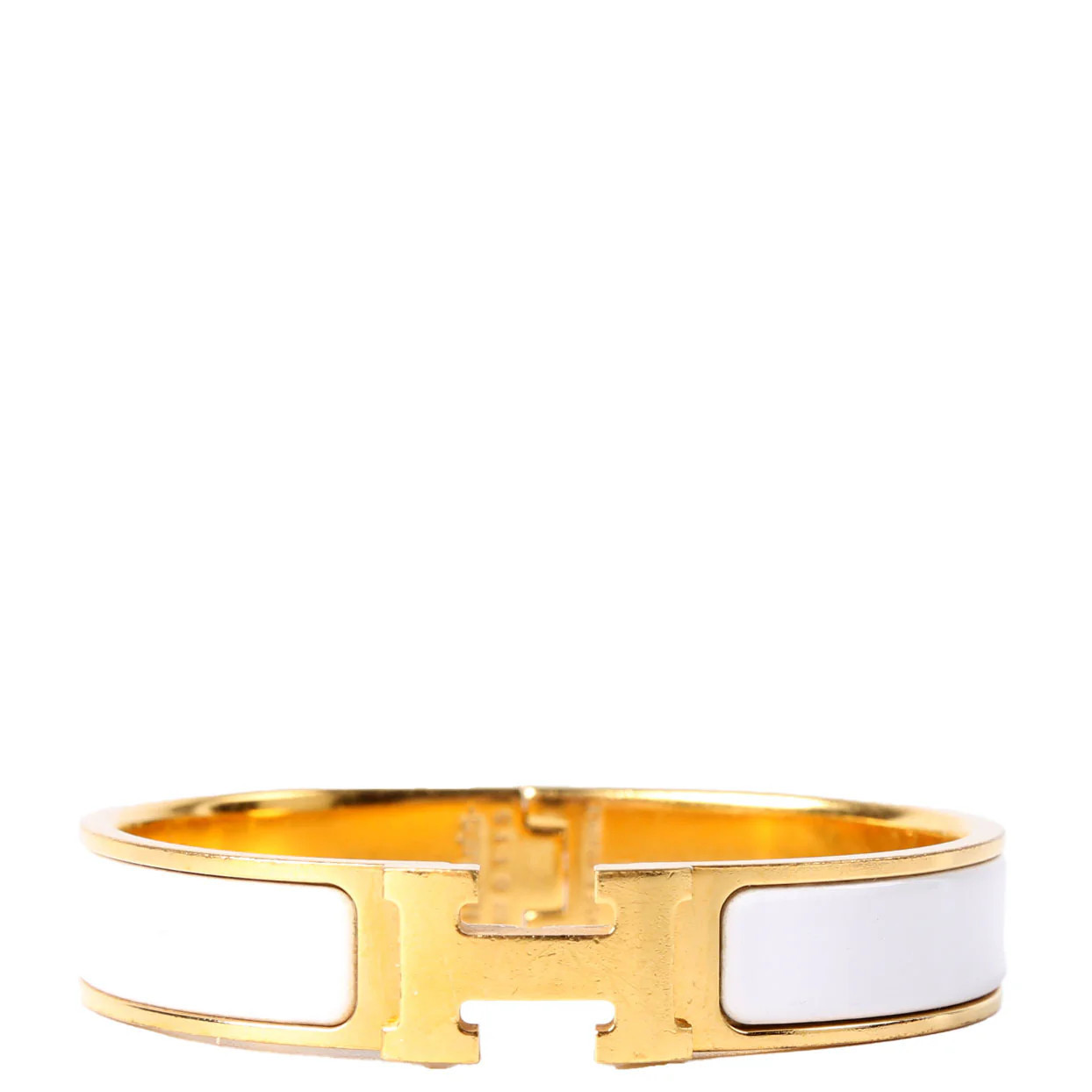Clic Clac Narrow PM Bracelet Gold/White | Keeks Designer Handbags