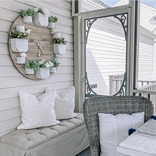 Shiplap Clock With Aged Enamel Planters - Decor Steals | Decor Steals