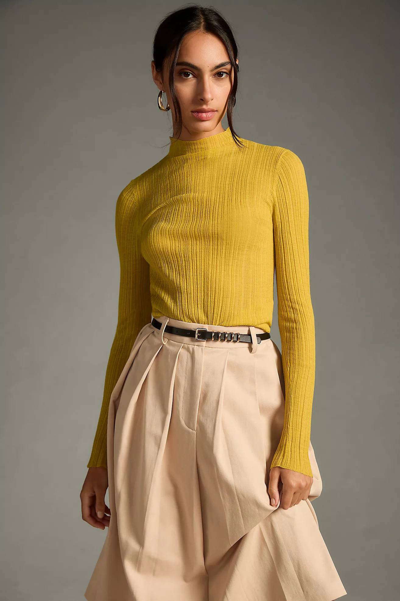 By Anthropologie Sheer Mock-Neck Long-Sleeve Sweater | Anthropologie (US)