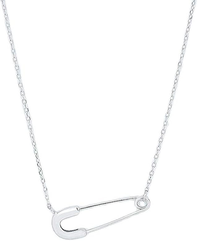OIDIMS Safety Pin 925 Sterling Silver Choker Necklace for Women Girls Chain with Pendant Fine Fin... | Amazon (US)