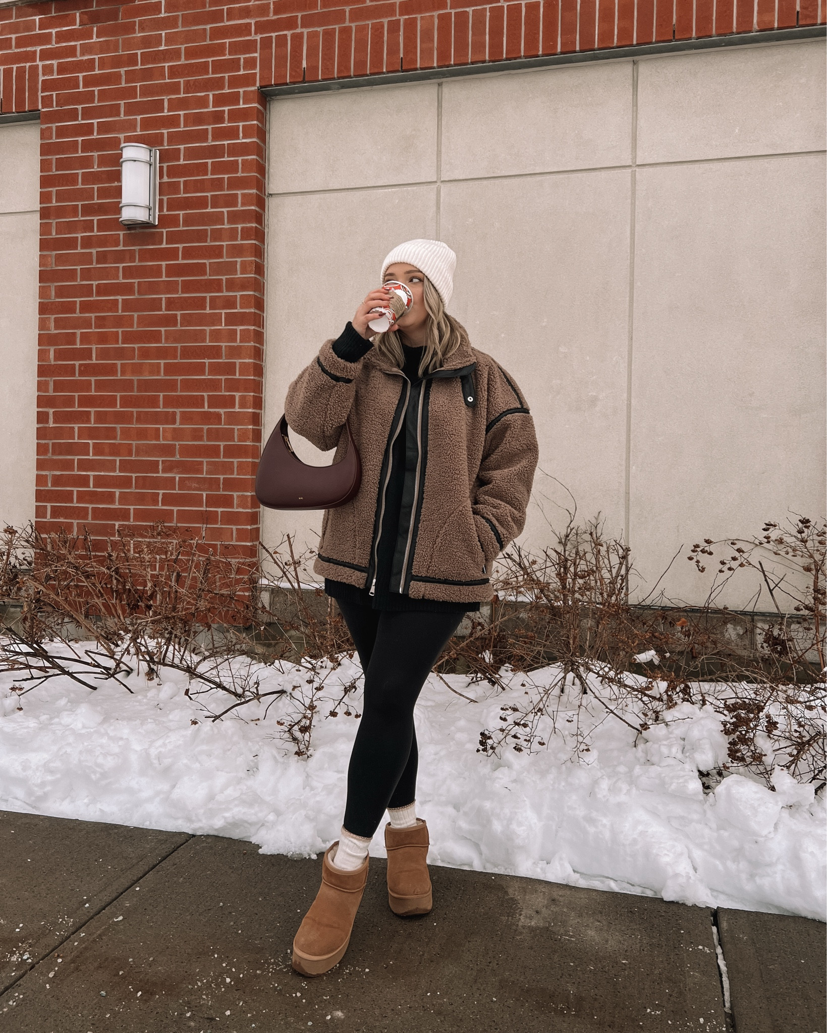 Comfy casual winter outfit - my Abercrombie teddy jacket is on major sale and is so cozy & warm, fits TTS, wearing L. My black turtleneck sweater & fave basic leggings both fit TTS as well. My Ugg lookalike boots are so comfy and TTS


#LTKwinter #LTKmidsize #LTKsale