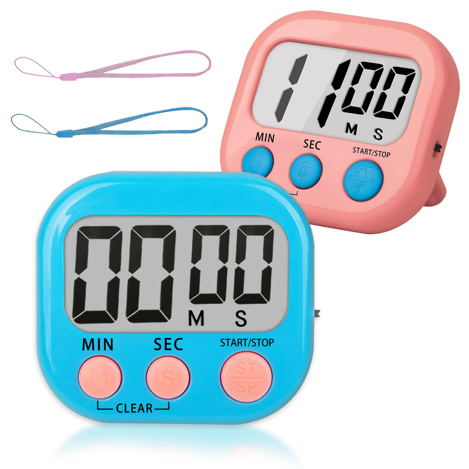 ZILLEEN Classroom Timer for Kids Teachers 2 Pack Digital Timers, Blue & Pink | Amazon (US)