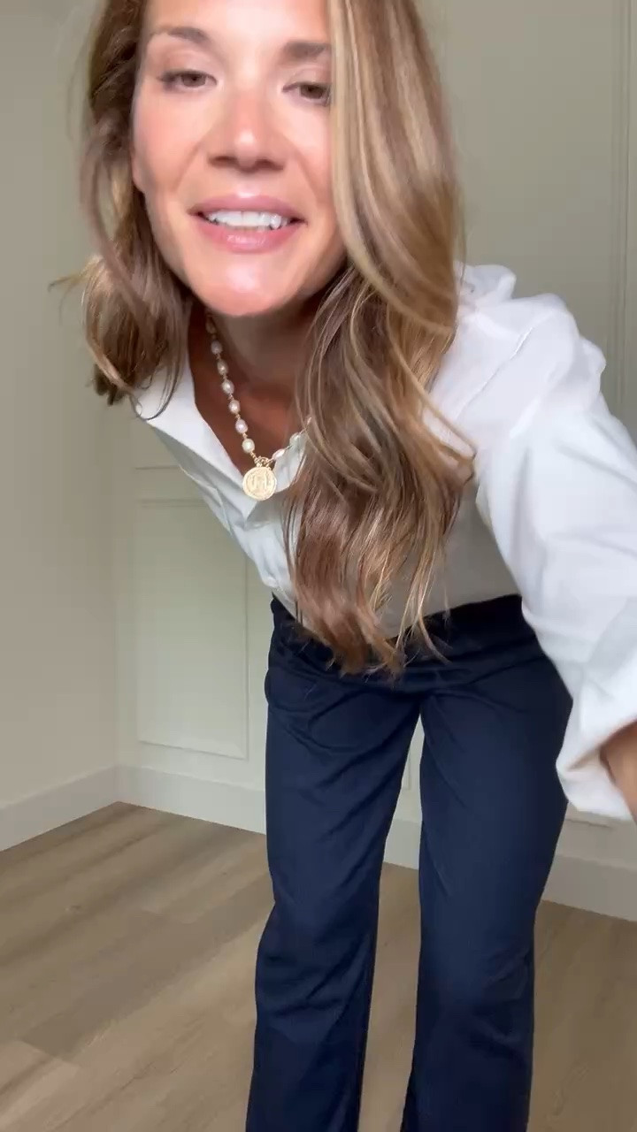 These navy pants have that clean trouser look without feeling overly dressy. The wider leg and ankle length pair so well with a relaxed white button down and boots for an easy office-to-fall outfit.

Size M tall

Navy pants, Tall girl pants, Workwear outfit, White button down, Fall workwear, Trouser pants, Office outfit, Tall girl fashion, Business casual, Fall outfit, StangandCo

#LTKootd #LTKTall #LTKSeasonal