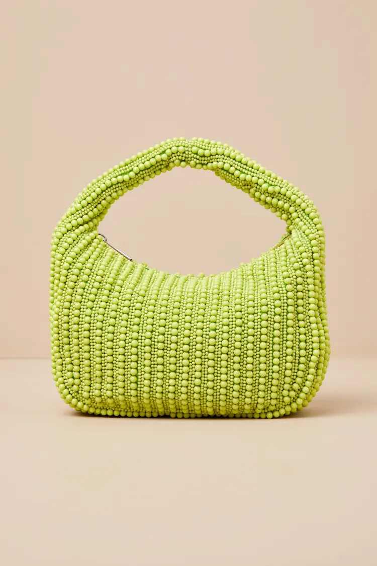 Kleio Lime Green Beaded Handbag | Lulus