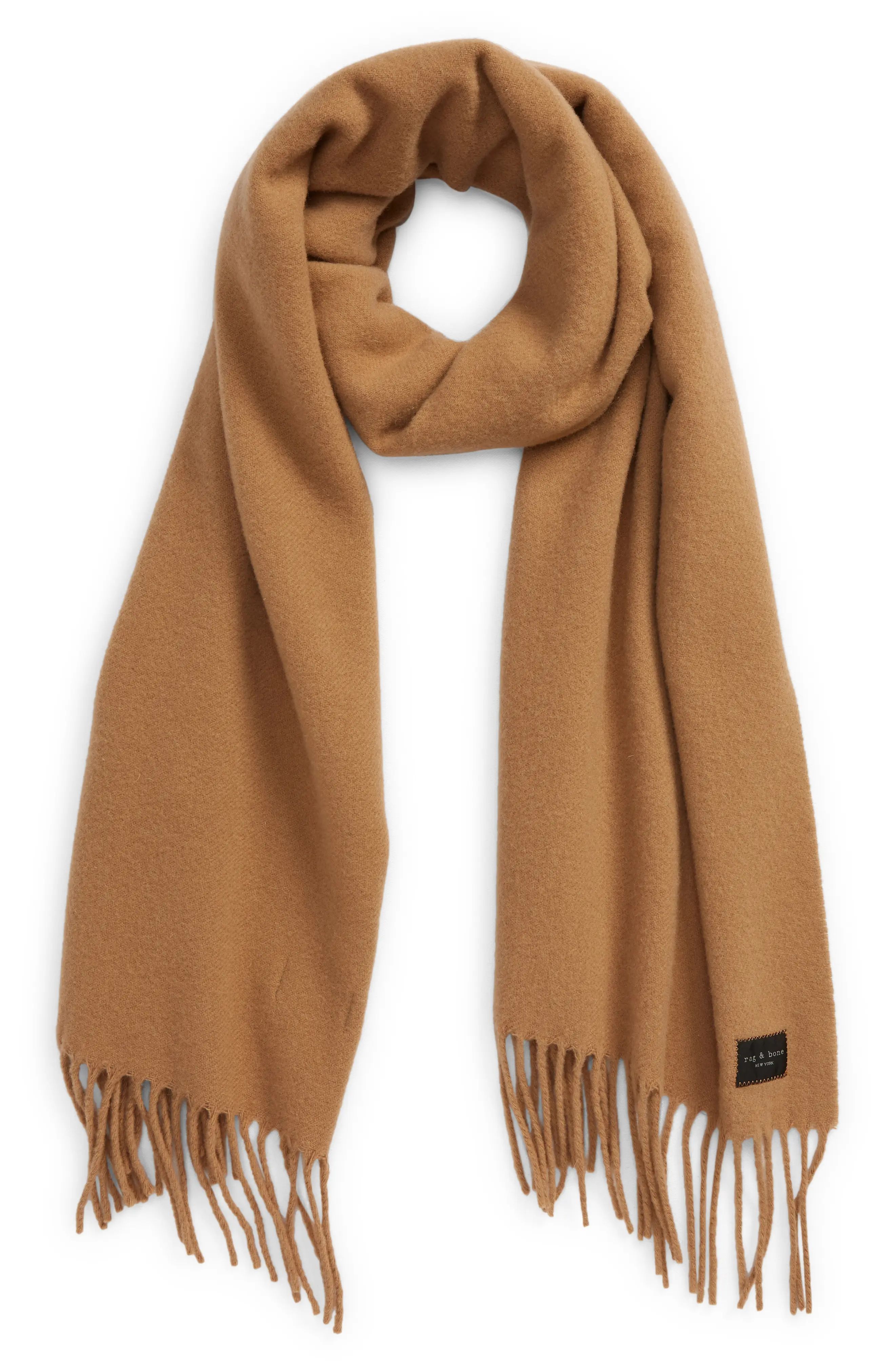 rag & bone Addison Recycled Wool Scarf in Camel at Nordstrom | Nordstrom