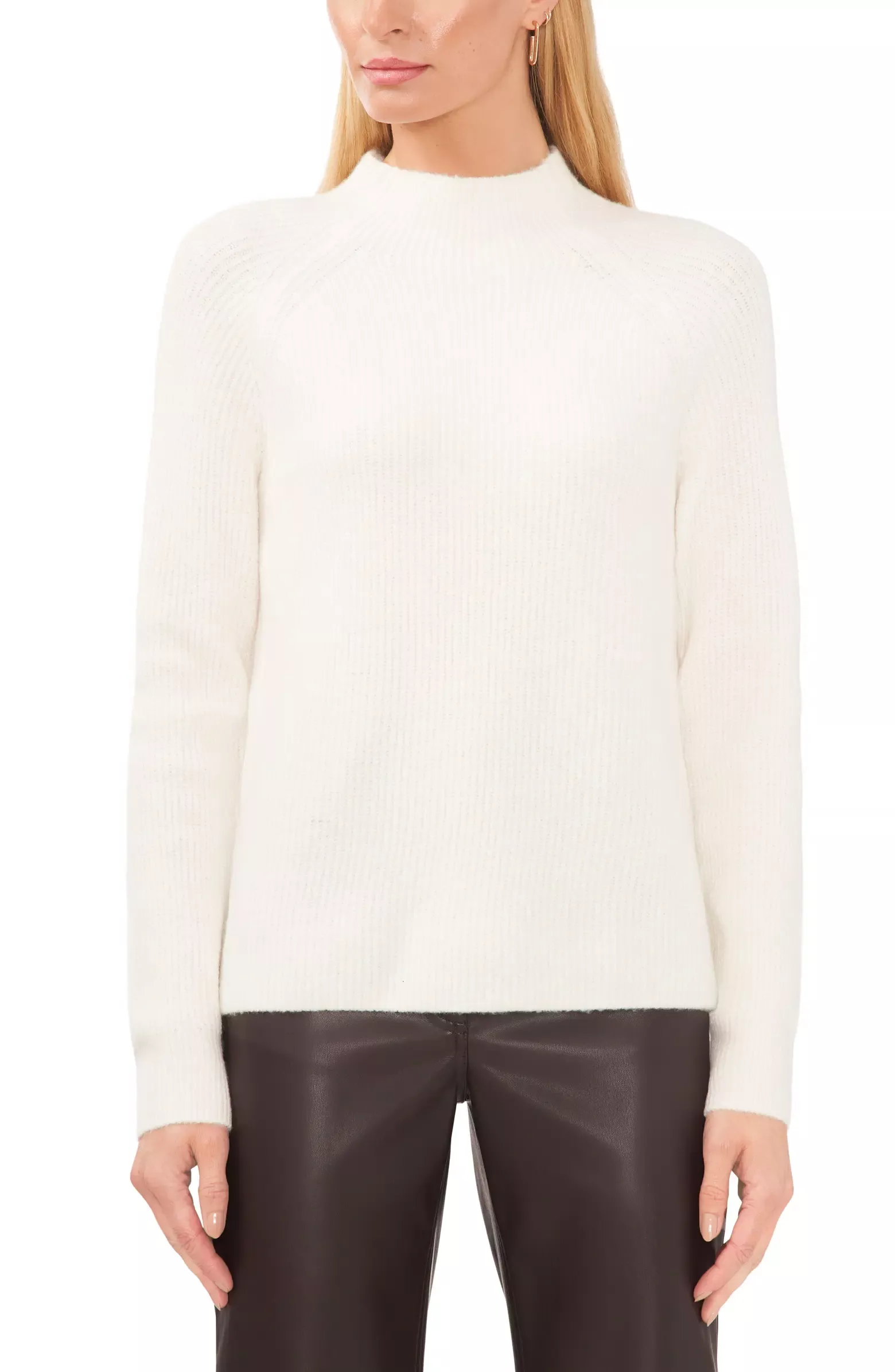 Vince Camuto Women's Stripe Mock Neck Sweater