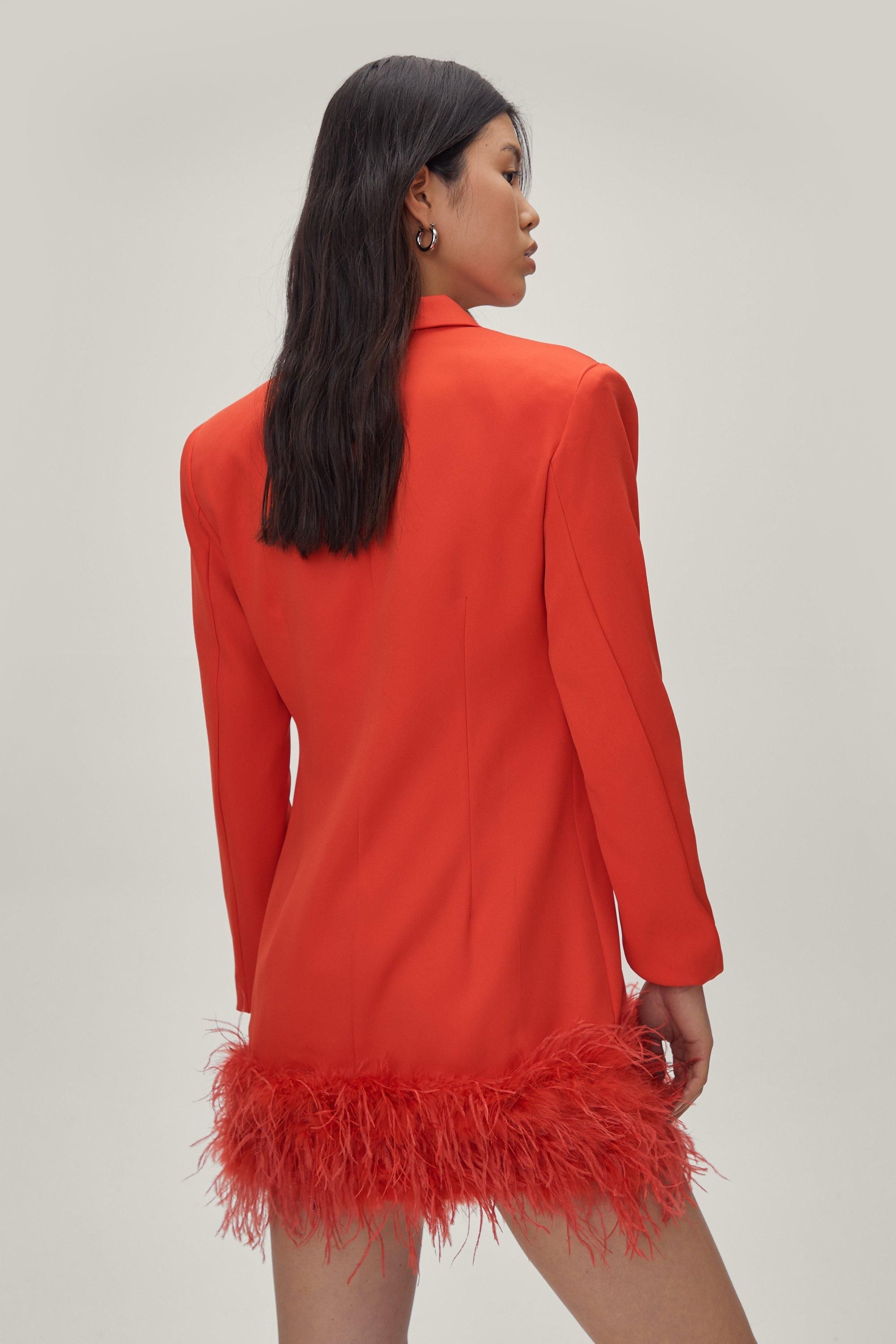 Feather Hem Double Breasted Blazer Dress | NastyGal (UK, IE)