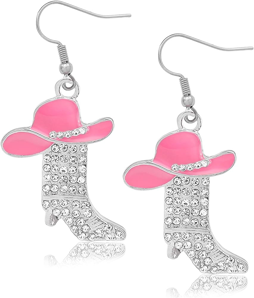 RechicGu Rhinestone Western Boots Earrings Cowgirl Cowboy Enamel Hat Bohemian Rodeo Boot Drop Dan... | Amazon (US)