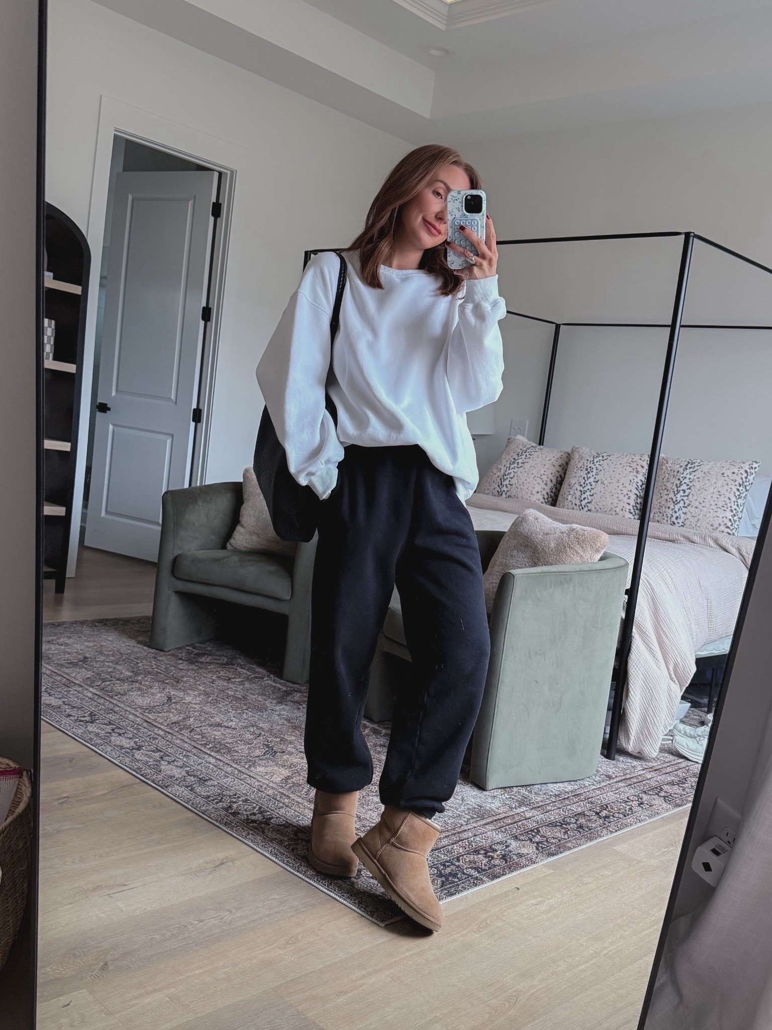 Today’s comfy outfit 🤎 wearing an XXL in the sweatshirt so it fits oversized, a small tall in the sweatpants, and I went up 1/2 to a 10 in the uggs  



#LTKootd #LTKmomlife #LTKmorningroutine