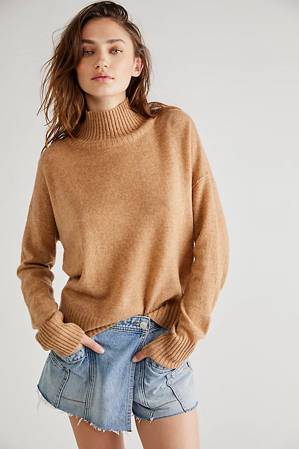 Poppy Cashmere Turtleneck by Free People, Camel, XL | Free People (Global - UK&FR Excluded)