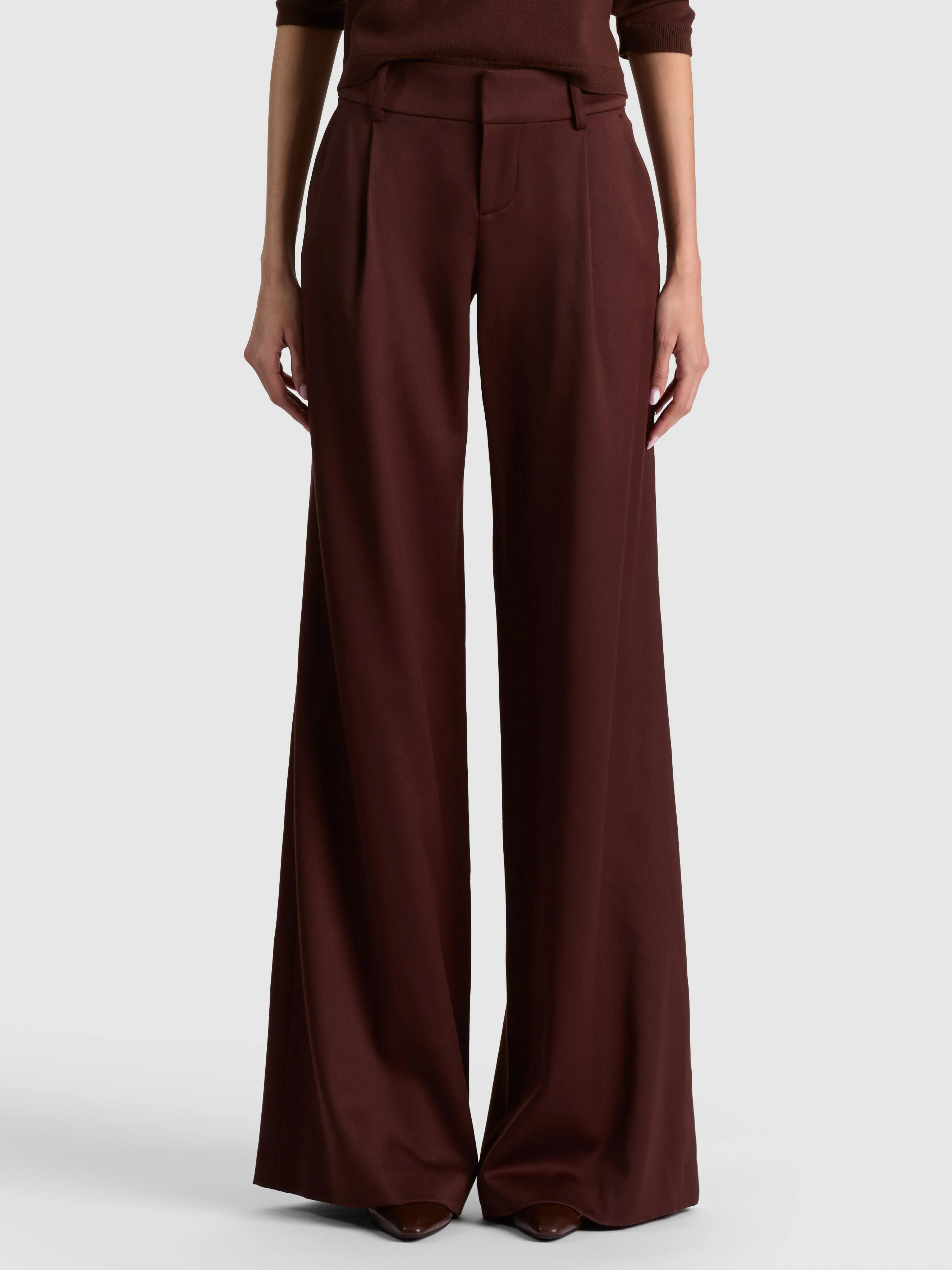 ERIC WOOL PANT in DARK CHOCOLATE | ALICE + OLIVIA | Alice + Olivia