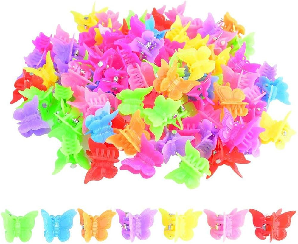 100 Packs Assorted Color Butterfly Hair Clips, Bantoye Beautiful Mini Hair Accessories for Girls ... | Amazon (US)