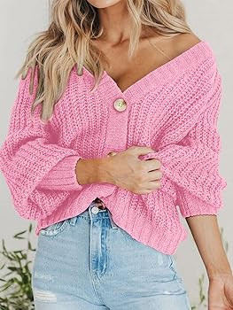 PRETTYGARDEN Women's Chunky Knit Open Front Sweater Long Sleeve Button Loose Short Cardigan Outer... | Amazon (US)