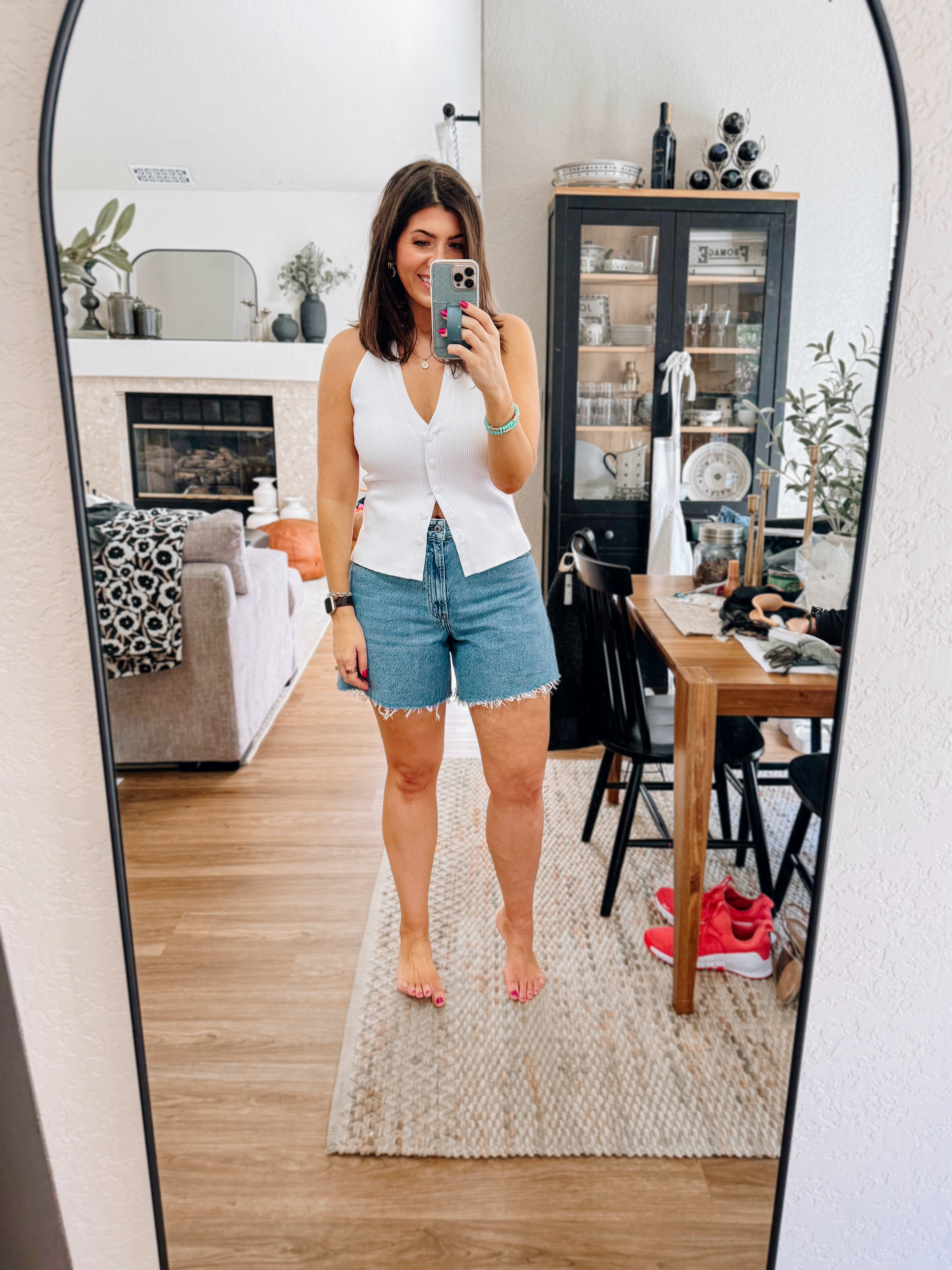 Use code SPRINGAF
In a medium halter sweater but could size down
In a 30 in the curve love shorts- these run loose for shorts  

#LTKSeasonal #LTKFindsUnder50 #LTKOver40