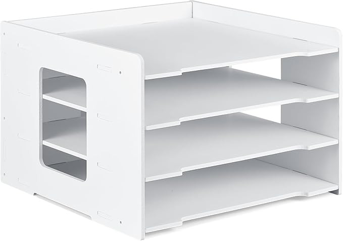 Juexica Scrapbook Paper Organizer 4 Tier File Organizer for Desk Stackable Paper Trays Paper Hold... | Amazon (US)