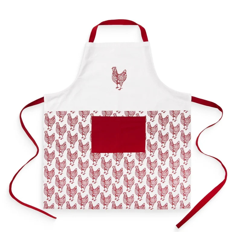 Mainstays Chef Kitchen Apron, 28" x 32" Cotton Apron with Pocket for Cooking, Baking, Gardening, ... | Walmart (US)