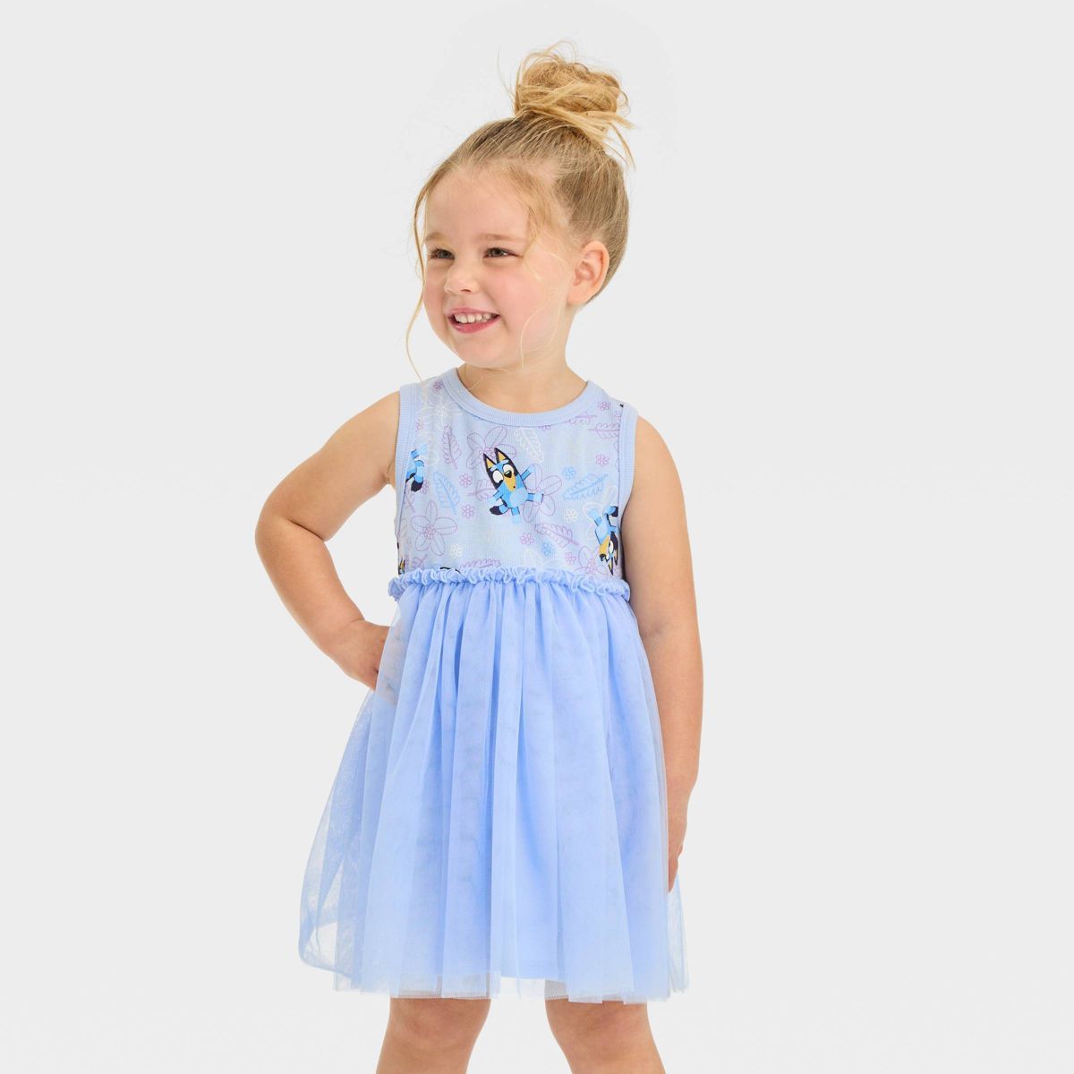 Toddler Girls' Bluey Skater Dress - Periwinkle Blue 3T | Target
