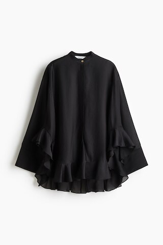 H & M - Flounced blouse - Black | H&M (UK, MY, IN, SG, PH, TW, HK)