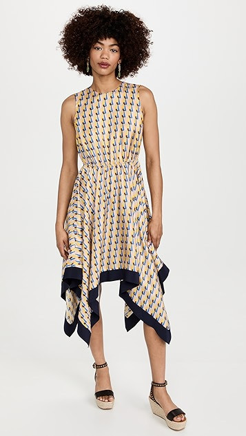 Printed Crew Neck Handkerchief Dress | Shopbop