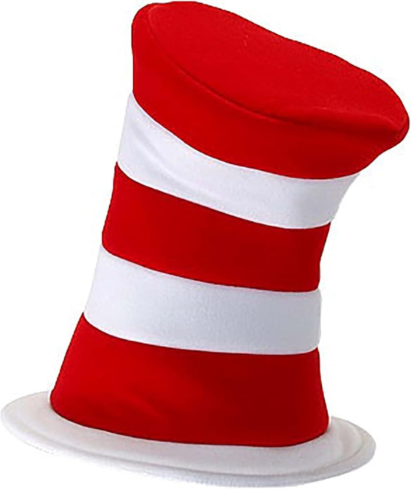 elope Dr. Seuss The Cat in The Hat Deluxe Velboa Red & White Striped Stovepipe Costume Hat Standa... | Amazon (US)