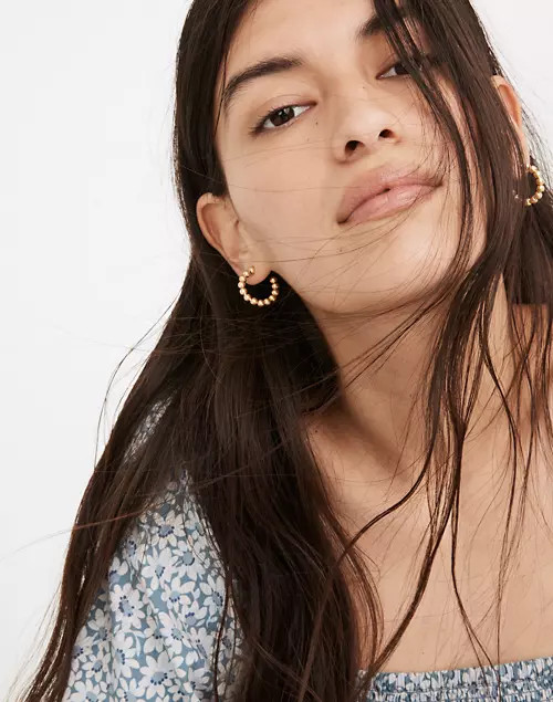 Beaded Chunky Medium Hoop Earrings | Madewell