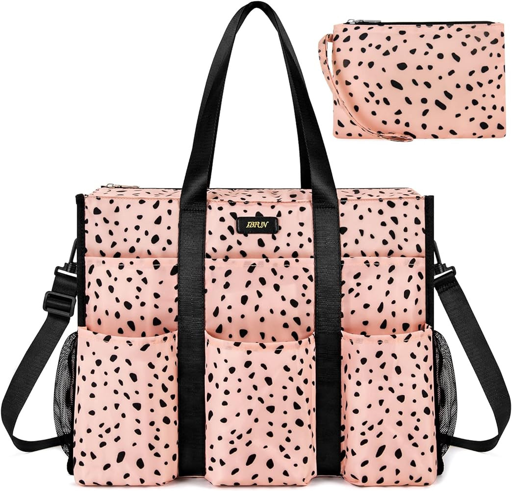 IBFUN Utility Tote Bag with 24 Pockets, Large Teacher Tote for Women with Laptop Compartment, Tra... | Amazon (US)