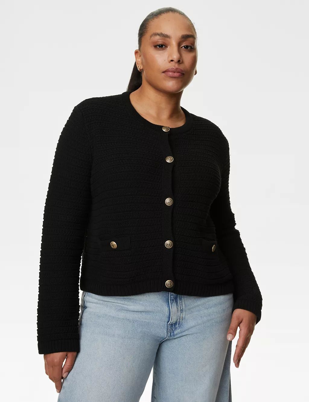 Cotton Blend Textured Knitted Jacket | Marks & Spencer (UK)