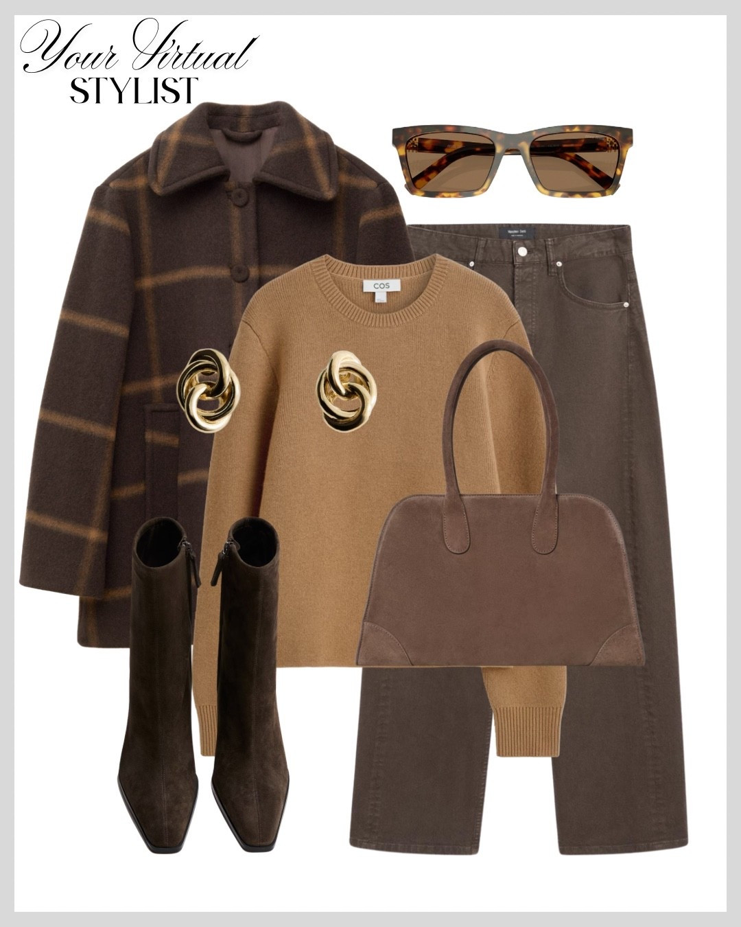 Warm browns, clean lines, and timeless textures. A tailored coat over a cozy knit, structured denim, and bold gold jewelry create that polished-but-approachable energy. This is your go-to look when you want to feel confident, put-together, and quietly powerful ✨🤎

#LTKuk #LTKworkwear #LTKwinter