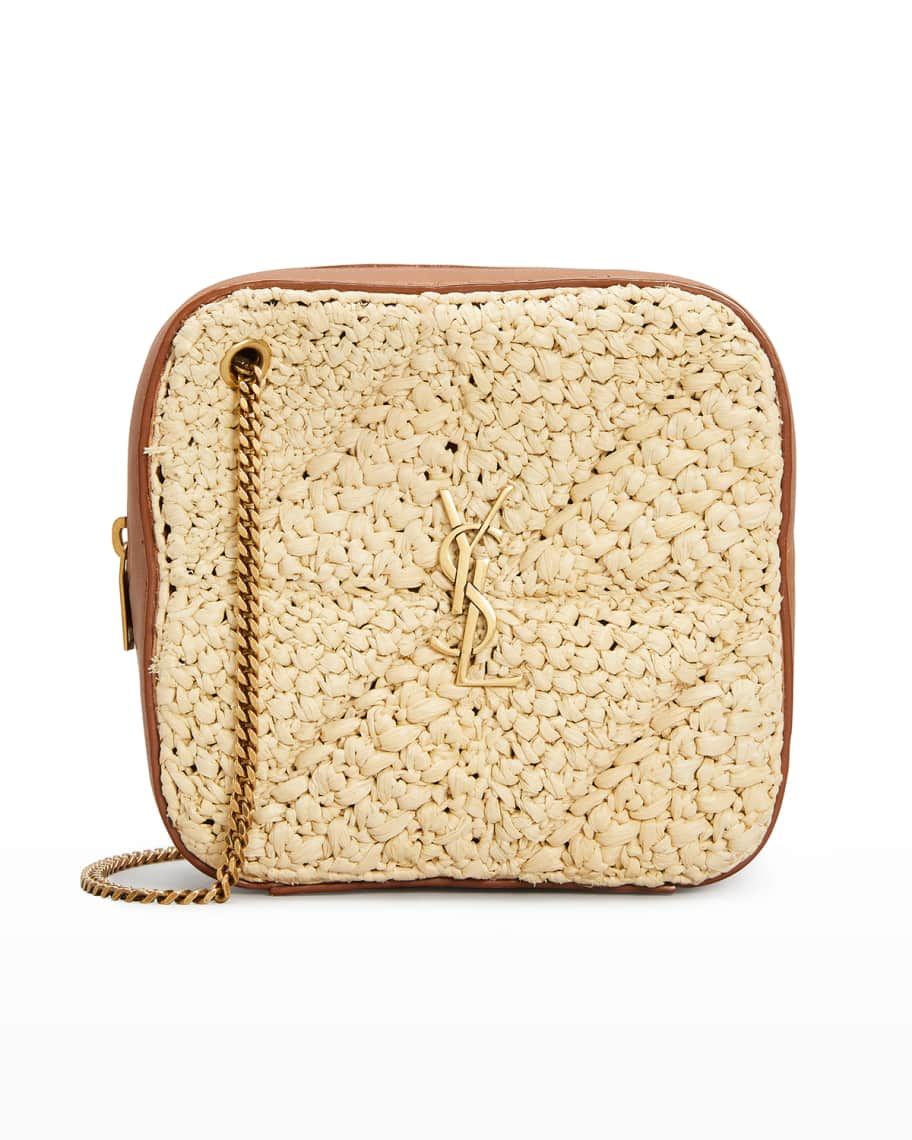 Saint Laurent Jamie Mini Cube Raffia Crossbody Bag | Neiman Marcus