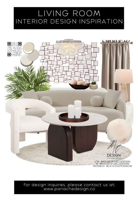 Neutral Modern Living Room Decor | living room home decor | living room moodboard | living room concept board | sofa, round sofa, boucle sofa, coffee table, end table, console table, entry table, rug, round rug, side tables, side chair,  white side chair, side table lamps, Capiz lamps, capiz light, table lamps, accent tables, chandelier, capiz ceiling light, faux plants, mirror, pillows, serving tray, curtains, window treatments, wood decor, candle holders, modern home, modern home decor, glam home. .#LTKFind #moodboard

#LTKstyletip #LTKhome