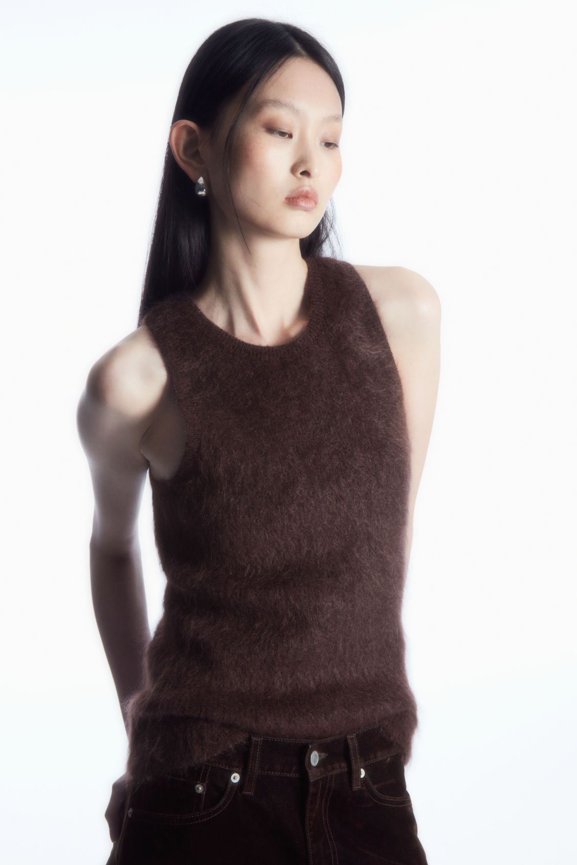 KNITTED MOHAIR VEST - DARK BROWN - COS | COS (EU)