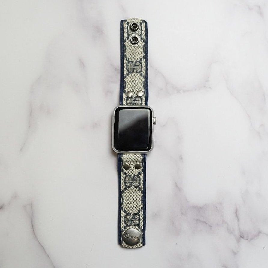 Limited Edition Skinny Band in Upcycled Blue Webbed GG with Navy | Sparkl