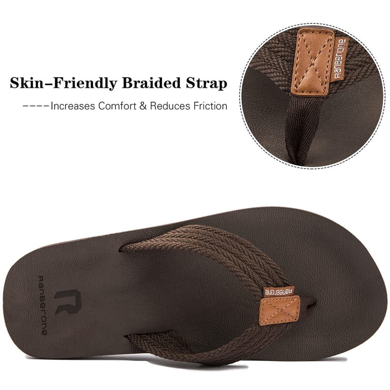 Needbo Men's Flip Flop EVA Shockproof Beach Thong Sandal Brown Size 8 | Walmart (US)