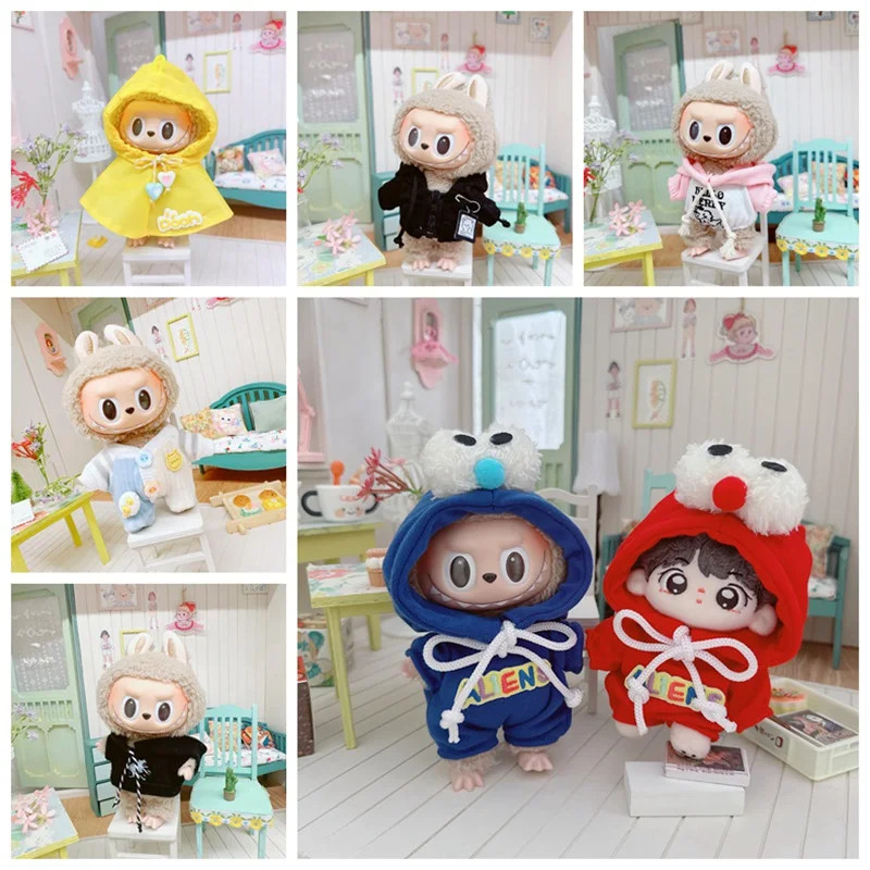 17cm Pendant Labubu Doll Shawl Poncho Clothes Cute Hooded Sweatshirt Kawaii Bodysuit Suit Doll Co... | AliExpress (US)