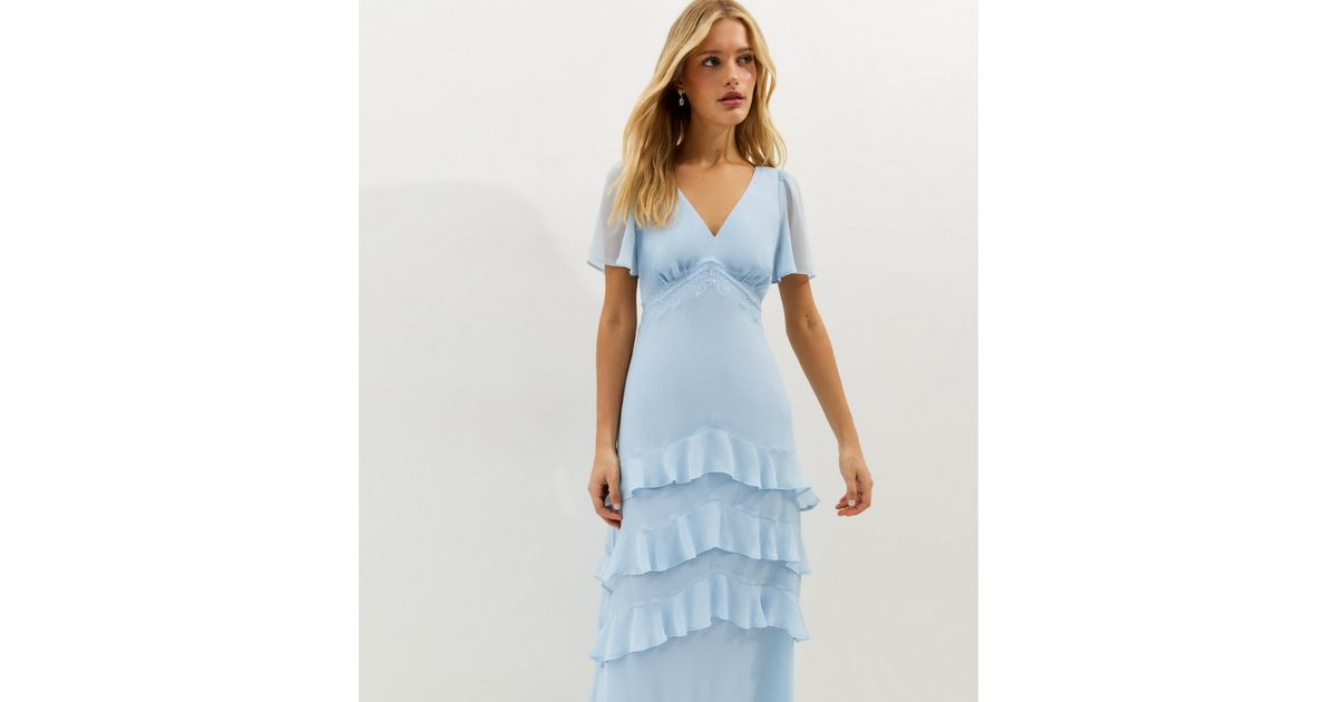 Light Blue Chiffon Lace Tea Maxi Dress | New Look | New Look (UK)