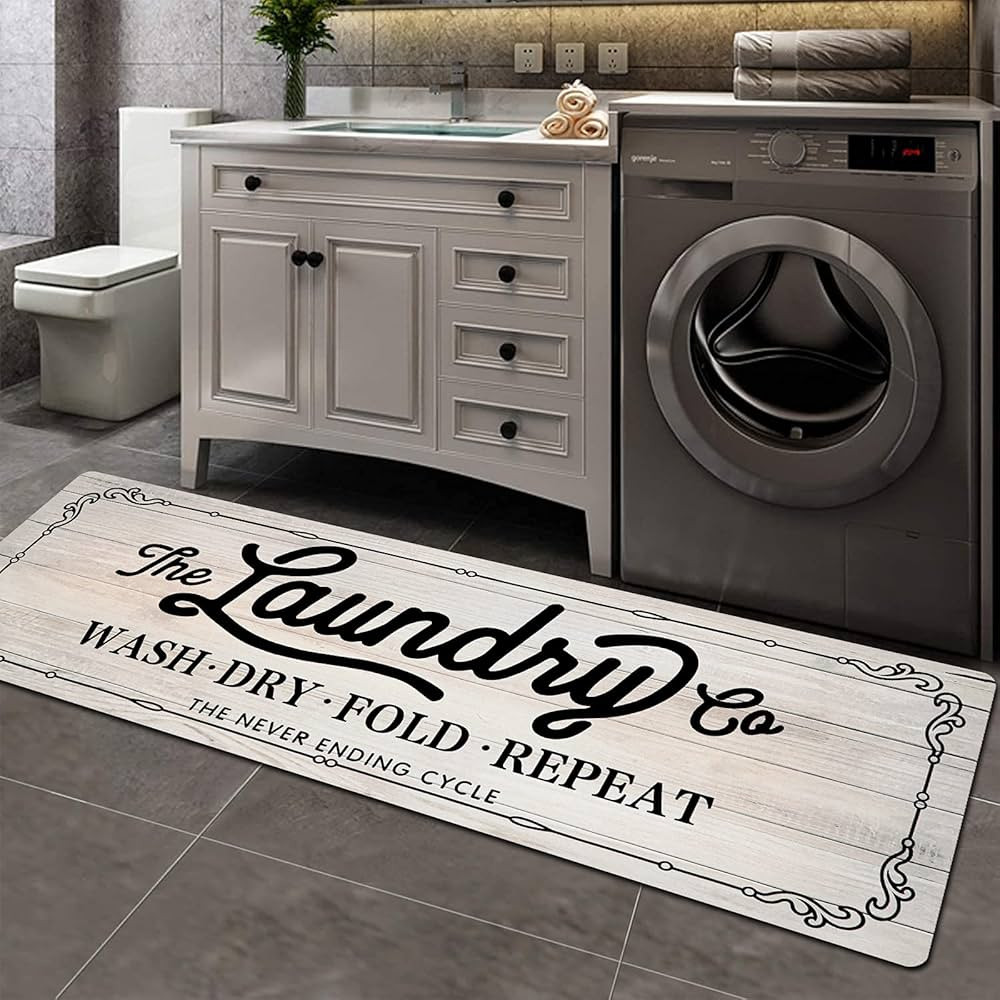 Pauwer Farmhouse Laundry Room Rug Runner 20"X59" Non Slip Laundry Rugs and Mats for Laundry Room ... | Amazon (US)